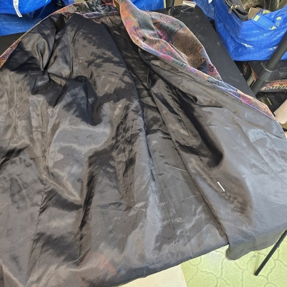 Vtg 80s De Ball Velvet Portrait multicolor abstract swing open front coat - Picture 4 of 12